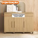 Ver imagem 4 de Balcão Buffet Aparador Rubi com 3 Portas e 1 Gaveta com Repartição Bege/Cinamomo