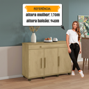 Ver imagem 4 de Balcão Buffet Aparador Rubi com 3 Portas e 1 Gaveta com Repartição Bege/Cinamomo