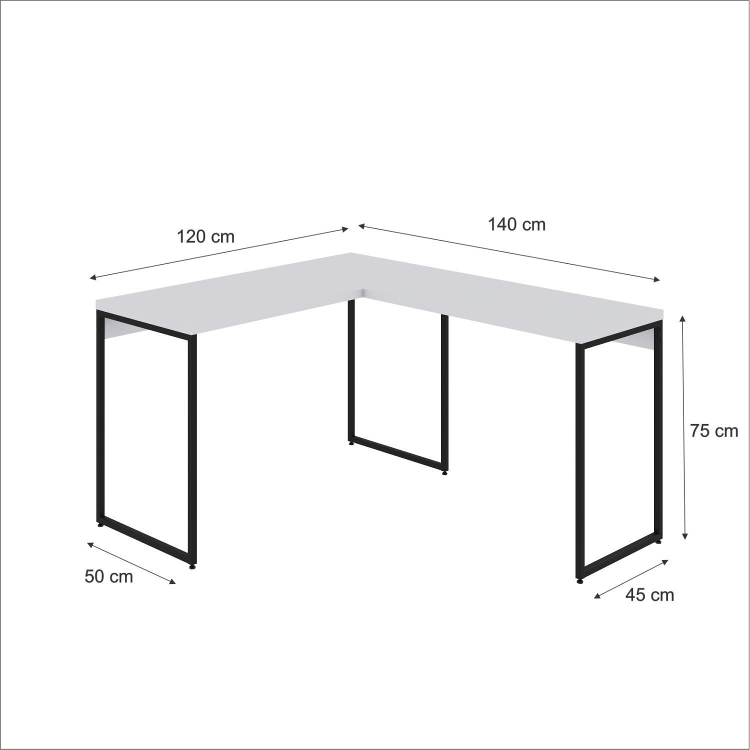 Escrivaninha L Estilo Industrial 120x140cm Dynamica Yescasa - 3