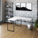 Ver imagem 1 de Escrivaninha Mesa Escritório L Estilo Dynamica 140cm Industrial Yescasa Branco Chess e Preto