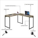 Ver imagem 5 de Escrivaninha Mesa Escritório L Estilo Dynamica 140cm Industrial Yescasa Carvalho e Preto Marrom