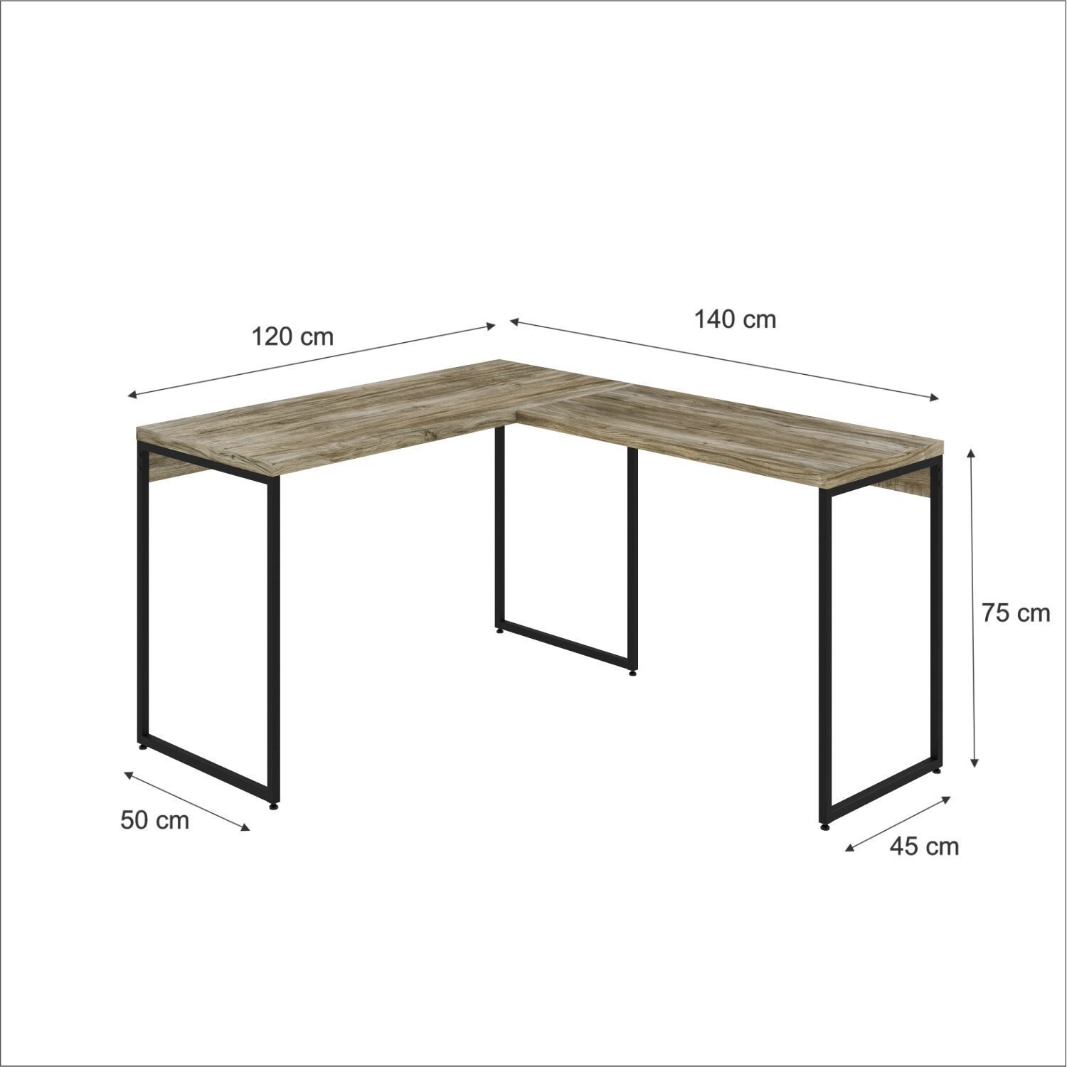 Escrivaninha L Estilo Industrial 120x140cm Dynamica Yescasa - 3