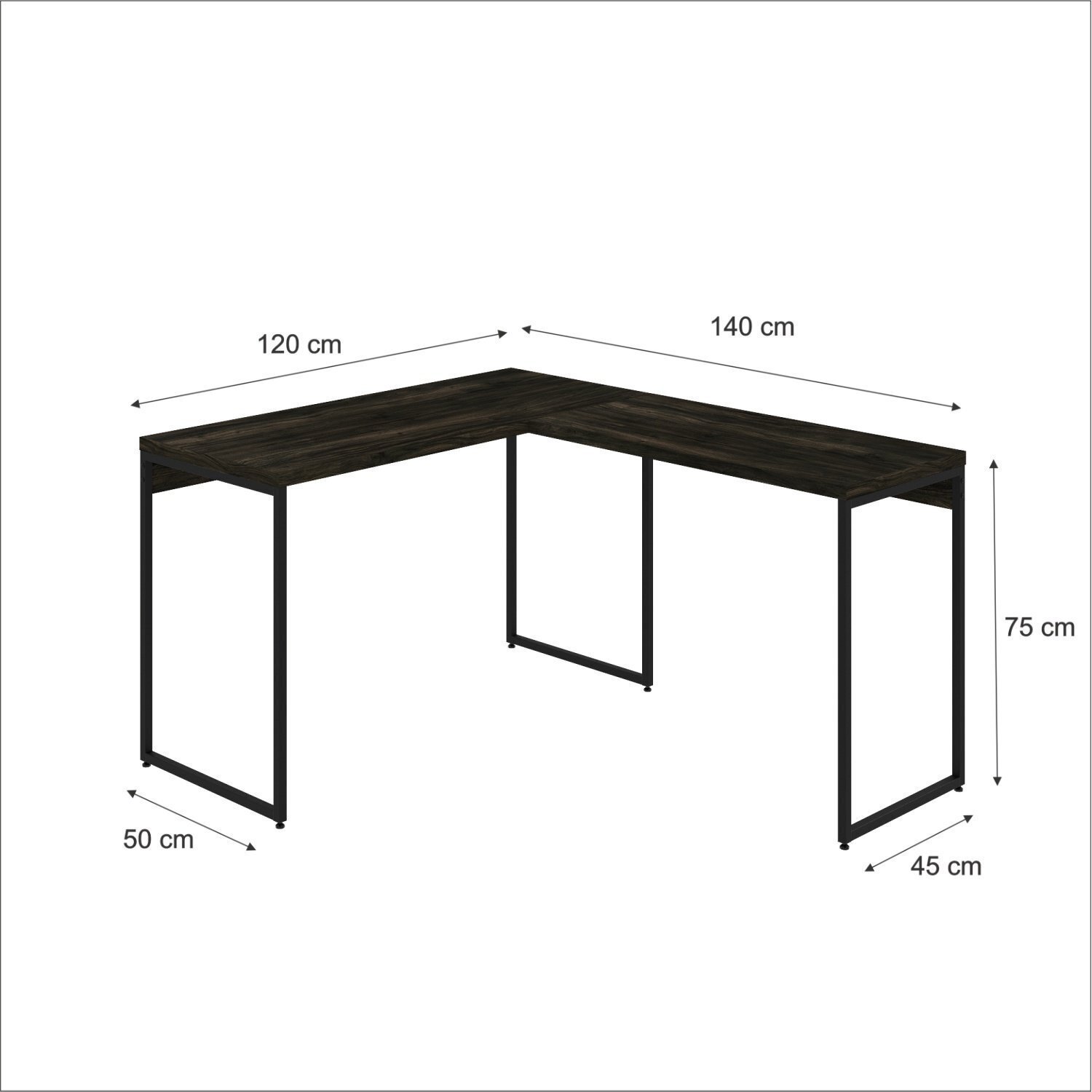 Escrivaninha L Estilo Industrial 120x140cm Dynamica Yescasa - 3