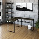 Ver imagem 1 de Escrivaninha Mesa Escritório L Estilo Dynamica 140cm Industrial Yescasa Carvalho Dark e Preto Marrom