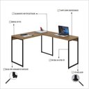 Ver imagem 5 de Escrivaninha Mesa Escritório L Estilo Dynamica 140cm Industrial Yescasa Lamina Mel e Preto Marrom