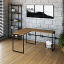 Ver imagem 1 de Escrivaninha Mesa Escritório L Estilo Dynamica 140cm Industrial Yescasa Lamina Mel e Preto Marrom