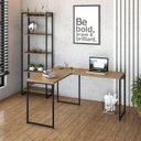 Ver mais imagens de Escrivaninha Mesa Escritório L Estilo Dynamica 140cm Industrial Yescasa Lamina Mel e Preto Marrom