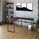 Ver imagem 1 de Escrivaninha Mesa Escritório L Estilo Dynamica 140cm Industrial Yescasa Nogal e Preto Marrom
