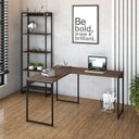 Ver mais imagens de Escrivaninha Mesa Escritório L Estilo Dynamica 140cm Industrial Yescasa Nogal e Preto Marrom