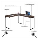 Ver imagem 5 de Escrivaninha Mesa Escritório L Estilo Dynamica 140cm Industrial Yescasa Nogal e Preto Marrom
