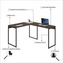 Ver imagem 5 de Escrivaninha Mesa Escritório L Estilo Industrial 120x140cm Dynamica Yescasa