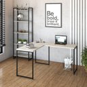 Ver mais imagens de Escrivaninha Mesa Escritório L Estilo Dynamica 140cm Industrial Yescasa Snow e Preto Branco