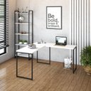 Ver mais imagens de Escrivaninha Mesa Escritório L Estilo Dynamica 140cm Industrial Yescasa Branco Chess e Preto