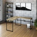 Ver imagem 1 de Escrivaninha Mesa Escritório L Estilo Dynamica 140cm Industrial Yescasa Carvalho e Preto Marrom