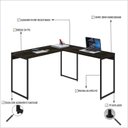 Ver imagem 5 de Escrivaninha Mesa Escritório L Estilo Dynamica 140cm Industrial Yescasa Carvalho Dark e Preto Marrom