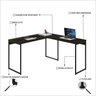 Escrivaninha Mesa Escritório L Estilo Industrial 135x140cm Dynamica Yescasa - 5