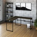 Ver imagem 1 de Escrivaninha Mesa Escritório L Estilo Dynamica 140cm Industrial Yescasa Carvalho Dark e Preto Marrom