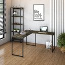 Ver mais imagens de Escrivaninha Mesa Escritório L Estilo Dynamica 140cm Industrial Yescasa Carvalho Dark e Preto Marrom