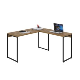 Escrivaninha Mesa Escritório L Estilo Dynamica 140cm Industrial Yescasa Lamina Mel e Preto Marrom - 4 Escrivaninha Mesa Escritório L Estilo Dynamica 140cm Industrial Yescasa Lamina Mel e Preto Marrom - 4
