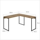 Ver imagem 3 de Escrivaninha Mesa Escritório L Estilo Dynamica 140cm Industrial Yescasa Lamina Mel e Preto Marrom