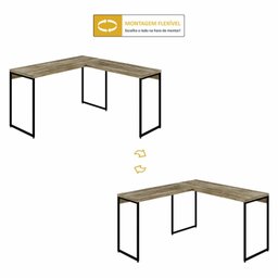 Escrivaninha Mesa Escritório L Estilo Dynamica 140cm Industrial Yescasa Lamina Mel e Preto Marrom - 7 Escrivaninha Mesa Escritório L Estilo Dynamica 140cm Industrial Yescasa Lamina Mel e Preto Marrom - 7