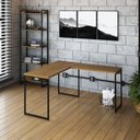 Ver imagem 1 de Escrivaninha Mesa Escritório L Estilo Dynamica 140cm Industrial Yescasa Lamina Mel e Preto Marrom