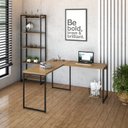 Ver mais imagens de Escrivaninha Mesa Escritório L Estilo Dynamica 140cm Industrial Yescasa Lamina Mel e Preto Marrom
