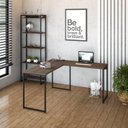 Ver mais imagens de Escrivaninha Mesa Escritório L Estilo Dynamica 140cm Industrial Yescasa Nogal e Preto Marrom