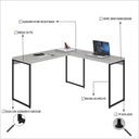 Ver imagem 5 de Escrivaninha Mesa Escritório L Estilo Dynamica 140cm Industrial Yescasa Snow e Preto Branco