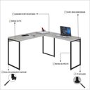 Ver imagem 5 de Escrivaninha Mesa Escritório L Estilo Dynamica 140cm Industrial Yescasa Snow E Preto