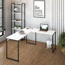 Ver mais imagens de Escrivaninha Mesa Escritório L Estilo Dynamica 140cm Industrial Yescasa Branco Chess e Preto