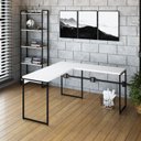 Ver imagem 1 de Escrivaninha Mesa Escritório L Estilo Dynamica 140cm Industrial Yescasa Branco Chess e Preto