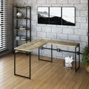 Ver imagem 1 de Escrivaninha Mesa Escritório L Estilo Dynamica 140cm Industrial Yescasa Carvalho e Preto Marrom