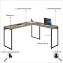 Ver imagem 5 de Escrivaninha Mesa Escritório L Estilo Dynamica 140cm Industrial Yescasa Carvalho e Preto Marrom