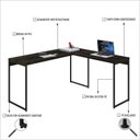 Ver imagem 5 de Escrivaninha Mesa Escritório L Estilo Dynamica 140cm Industrial Yescasa Carvalho Dark e Preto Marrom