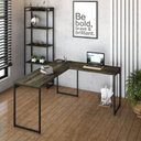 Ver mais imagens de Escrivaninha Mesa Escritório L Estilo Dynamica 140cm Industrial Yescasa Carvalho Dark e Preto Marrom