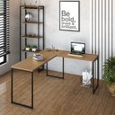Ver mais imagens de Escrivaninha Mesa Escritório L Estilo Dynamica 140cm Industrial Yescasa Lamina Mel e Preto Marrom