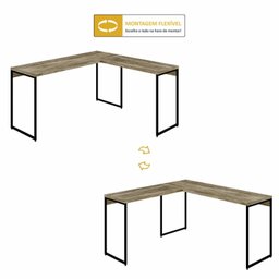 Escrivaninha Mesa Escritório L Estilo Dynamica 140cm Industrial Yescasa Lamina Mel e Preto Marrom - 7 Escrivaninha Mesa Escritório L Estilo Dynamica 140cm Industrial Yescasa Lamina Mel e Preto Marrom - 7