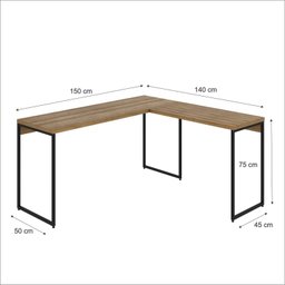 Escrivaninha Mesa Escritório L Estilo Industrial 150x140cm Dynamica Yescasa - 3