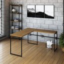 Ver imagem 1 de Escrivaninha Mesa Escritório L Estilo Dynamica 140cm Industrial Yescasa Lamina Mel e Preto Marrom