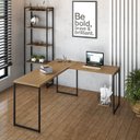 Ver mais imagens de Escrivaninha Mesa Escritório L Estilo Dynamica 140cm Industrial Yescasa Lamina Mel E Preto