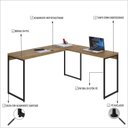 Ver imagem 5 de Escrivaninha Mesa Escritório L Estilo Dynamica 140cm Industrial Yescasa Lamina Mel e Preto Marrom