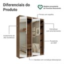 Ver imagem 4 de Guarda-Roupa Solteiro 4 Portas Batentes com Espelhos Rustic/Branco/Rustic Netuno Madesa
