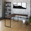 Ver imagem 1 de Escrivaninha Mesa Escritório L Estilo Dynamica 140cm Industrial Yescasa Nogal e Preto Marrom
