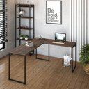 Ver mais imagens de Escrivaninha Mesa Escritório L Estilo Dynamica 140cm Industrial Yescasa Nogal e Preto Marrom