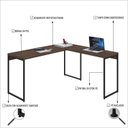 Ver imagem 5 de Escrivaninha Mesa Escritório L Estilo Dynamica 140cm Industrial Yescasa Nogal e Preto Marrom