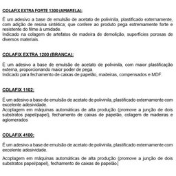 Cola Pva Branca Extra Colafix 1200 para Papelão Madeira 1kg - 3