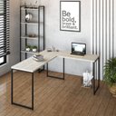 Ver mais imagens de Escrivaninha Mesa Escritório L Estilo Dynamica 140cm Industrial Yescasa Snow e Preto Branco