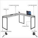 Ver imagem 5 de Escrivaninha Mesa Escritório L Estilo Dynamica 140cm Industrial Yescasa Snow e Preto Branco