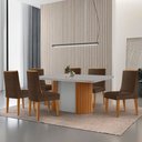 Ver imagem 1 de Mesa de Jantar Aspen 180cm Tampo Mdf Vidro com 6 Cadeiras Lisboa Moderna Mobília